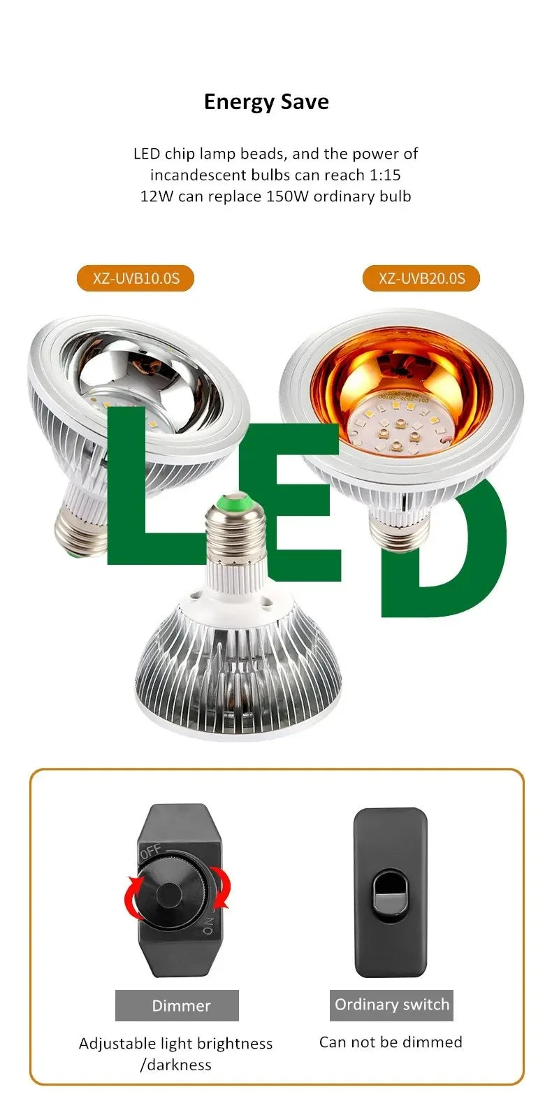 Reptile 10.0/20.0S UV Lamp Bulb UVA UVB Basking Spot Heat Lamp for Lizard Tortoise Bearded Dragon Terrarium Light 파충류 사육장