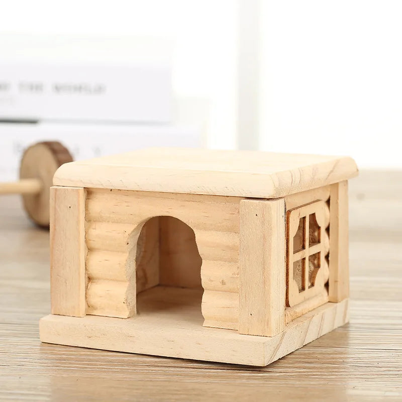 Hamster Natural Wooden House Hamster Climbing Toy Small Pet Toys for Hamster Squirrel Guinea Pig Rat Small Animals Accessories