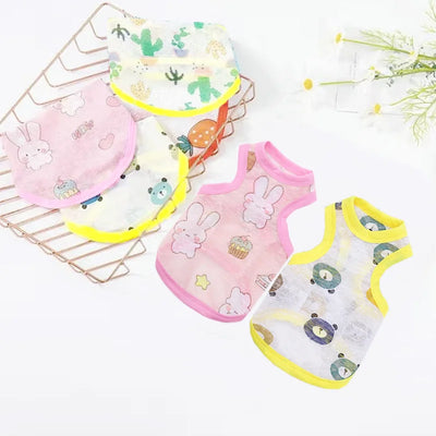 Cute Thin Summer Dog Vest Bear Print Dog Clothes Puppy Costume Chihuahua Bichon Sunscreen Cat Dog Cooling Vest Grils Dog T-Shirt