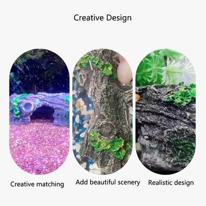 Resin Aquarium Bark tree hole Decoration Artificial View Rock Cave Stone Tree Fish Tank Ornament Pet Supplies Home Decor