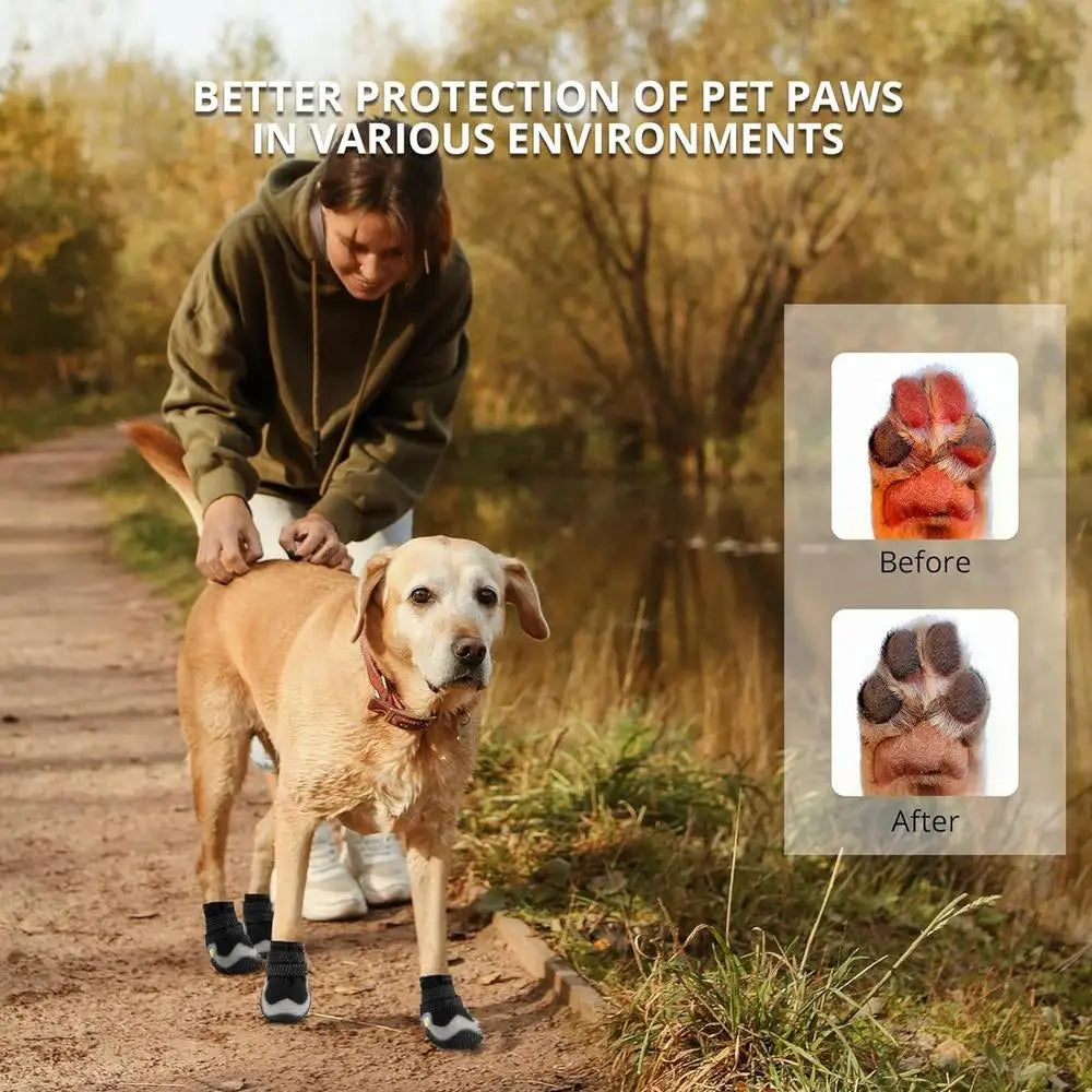 Dog Booties Puppy Booties For Outdoor 4PCS Waterproof Dog Booties Paw Protector For Summer Hot Pavement Winter Snowy Day Outdoor