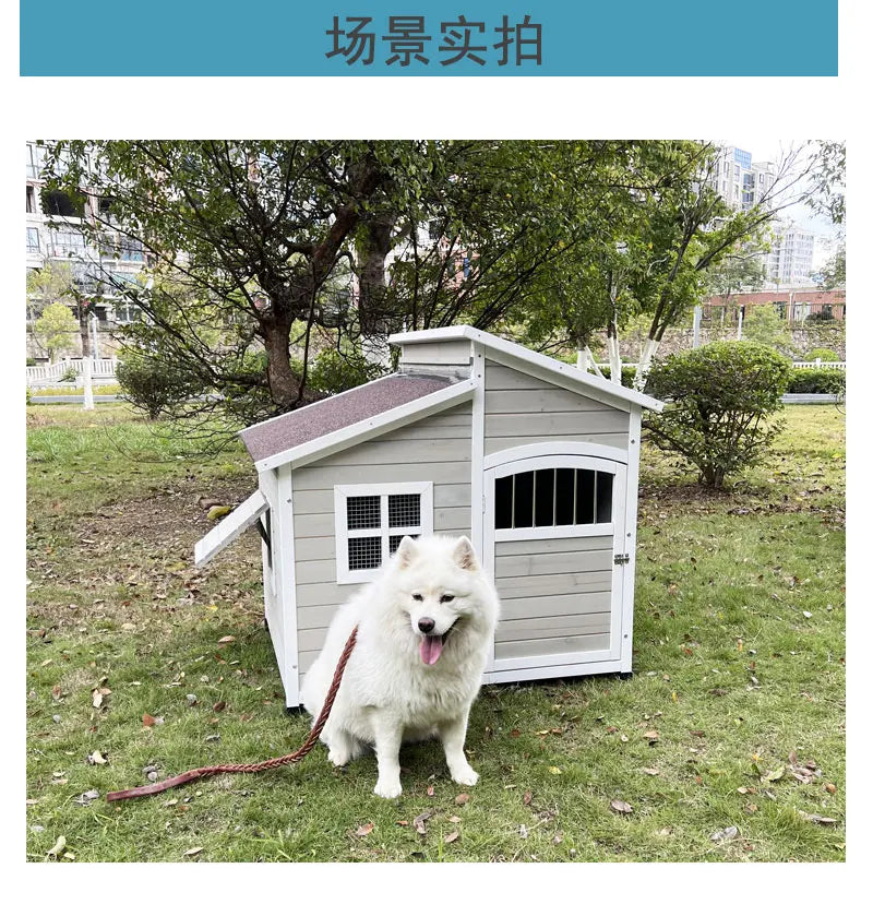 Dog House Outdoor Large Dog Kennel Wooden VillaHouse Cat Nest Rainproof Waterproof Sunscreen Outdoor Pet Cage