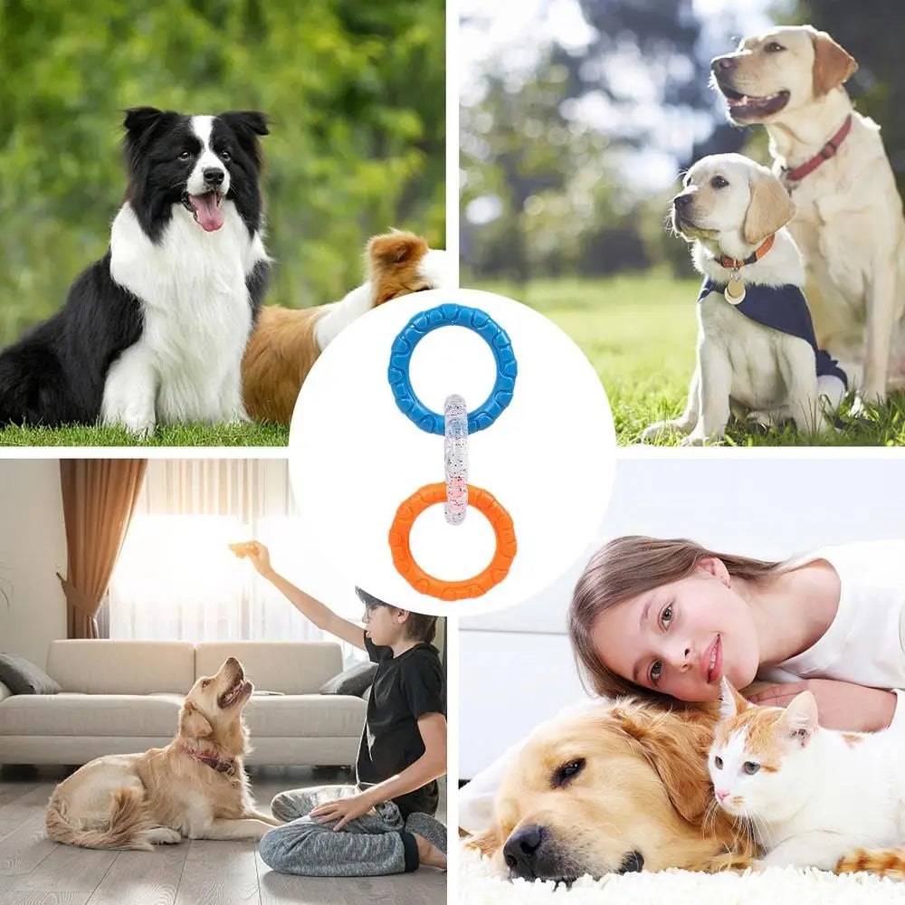 Dog Pull Toy Tough Chew Toys Indestructible Rings Dog Exercise Interactive 3 Rings Teeth Bite-Resistant Toys Puppy Teeth Clean