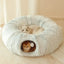 Plush Cat Bed with Tunnel for Indoor Cats Multifunctional Cat Tunnel Bed with Peephole  Fluffy Donut Cat Bed with Tunnel