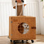 Cat Carrier Suitcase with Wheels for Pet Travel, knit Hard Cat Carrier Luggage with Mat and Telescopic Handle