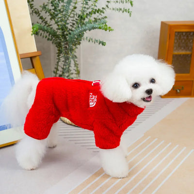 Dog Fuzzy Velvet Pajamas Dog Winter Clothes Soft Warm Coat Jumpsuit with Zipper for Small Dogs Boy Girl Pet Cat Doggy Apparel