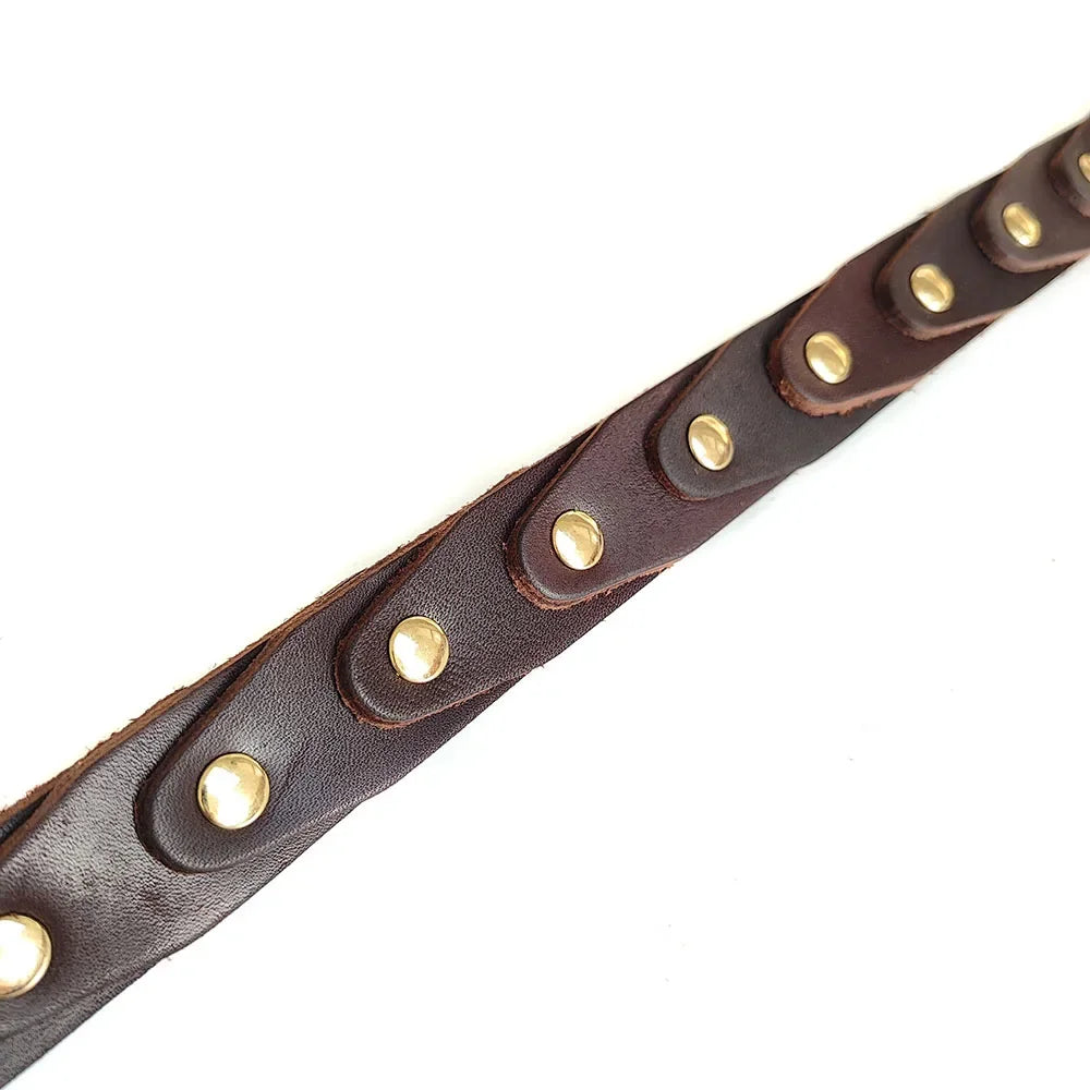 Real Leather Dog Collar Genuine Leather Buckle Connection Collar Durable for French Bulldog Schnauzer Border Collie Pet Collar