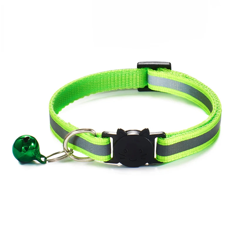 Cost-Effective Adjustable Snap-On Cat Collar With Bells Reflective Sturdy Nylon Collar For Kittens Cat Pet Supplies Cat Necklace