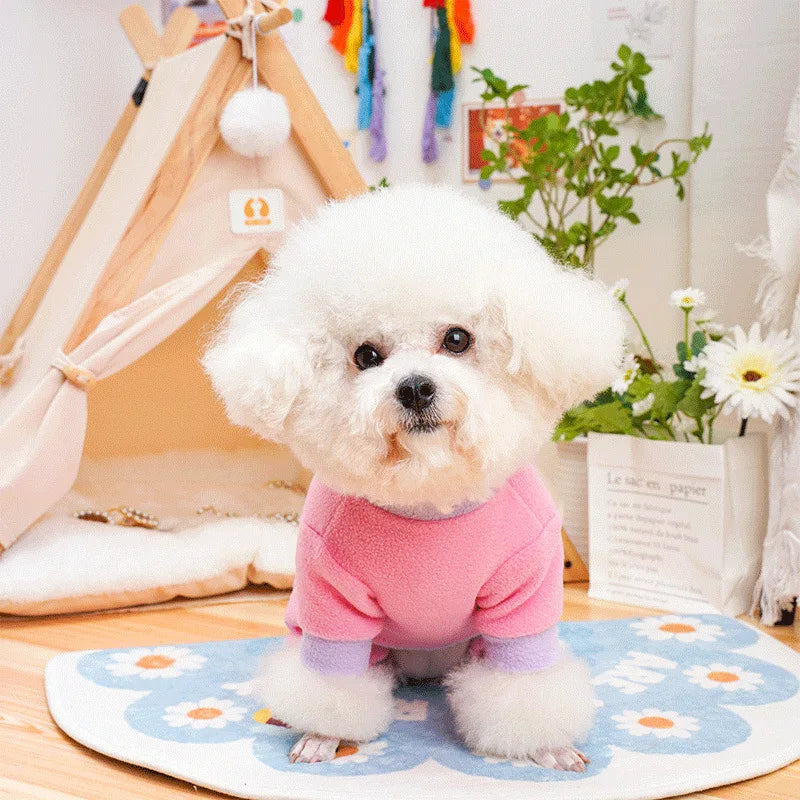 Heart Pattern Dog Pajamas for Small Dogs,Warm Fleece Dog Jumpsuit Yorkie Puppy Onesie 2024 New Autumn Winter Clothes Pet Apparel