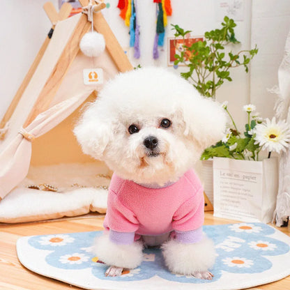 Heart Pattern Dog Pajamas for Small Dogs,Warm Fleece Dog Jumpsuit Yorkie Puppy Onesie 2024 New Autumn Winter Clothes Pet Apparel