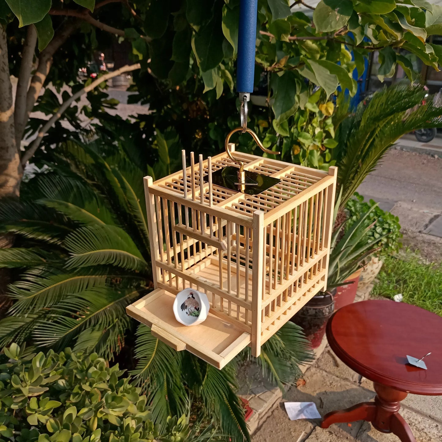 Grasshopper Cage, Bamboo Single Grid, Pure Handmade Bamboo Woven Cage, Classic Insect Crawling Tool with Drawer