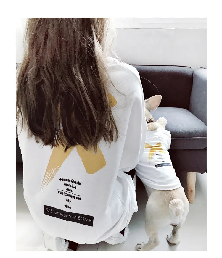 Pet Clothes  Dog Clothes Parent-child Wear Spring and Autumn Korean Version Printing Pure Cotton Two Colors Seven Sizes