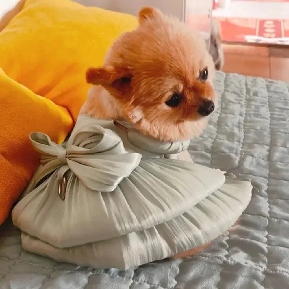 Big Bow Pet Wedding Dress with Buckle Luxury Dog Full Dresses for Small Dogs Pomeranian Poodle Puppy Cat Skirt mascotas Clothes