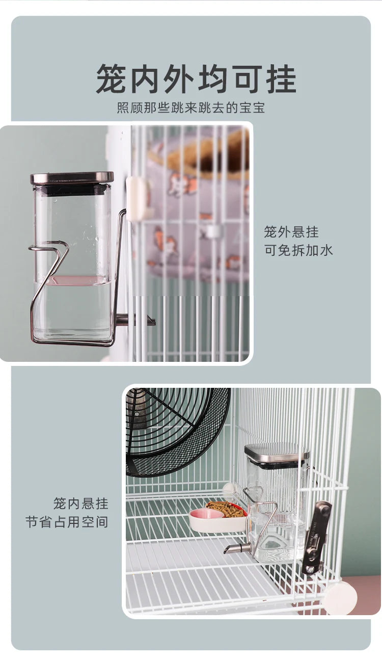 Fine Needle Silent Totoro Striker Kettle Pet Parrot Hamster Drinking Kettle Flower Branch Squirrel Bite Proof Glass Feeder