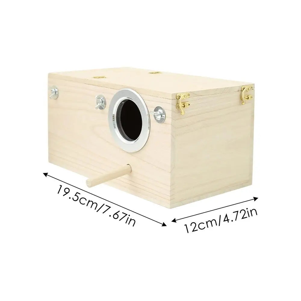 Parakeet Nest Box Wood Parrot Nesting Breeding House Nesting Boxes for Birds with Perch Stand Bird Cage Mating Box for Budgie