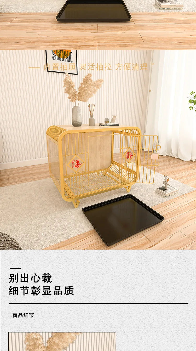 Boutique high-end indoor furniture dog villa, light luxury lucky dog cage for small and medium-sized Shiba Inu Bianmu