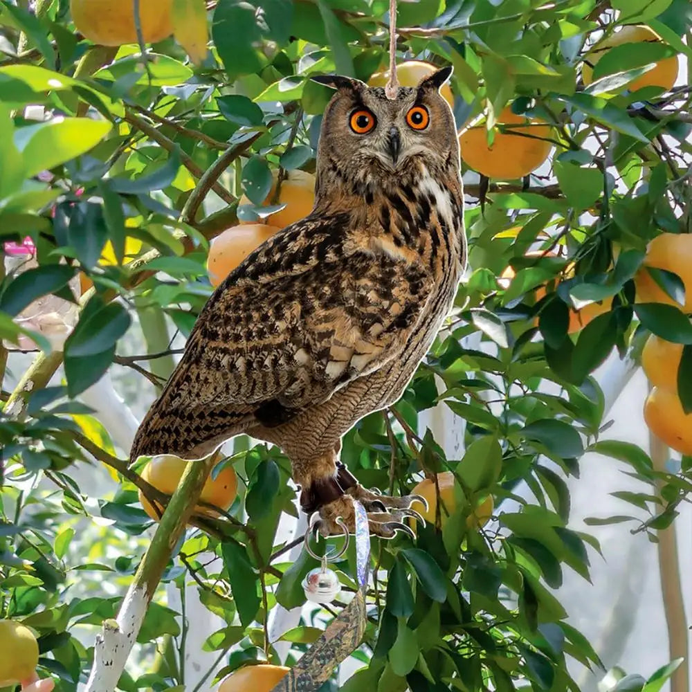 Farm Protector Bird Scarer Owl Scarecrow Scarer Pendant Garden Protector Pendant Waterproof With Bell Fake Bird Scarecrow Bird