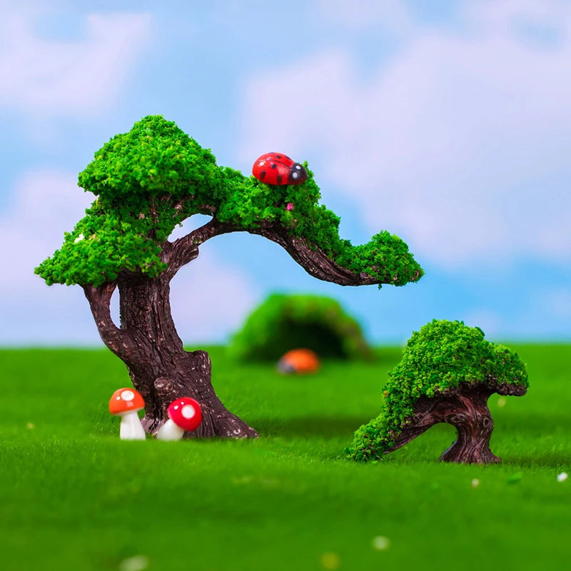 Simulated Moss Small Tree Aquarium Ornaments Decoration Artificial Resin Tree for fish Tank Creative Ornament Background Home