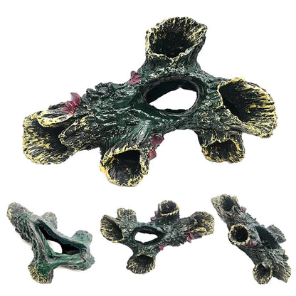 Artificial Aquarium Decoration Resin Tree Root Aquatic Fish Tank Ornament Decor Tree Hole Crystal Shrimp Dodge Breeding House