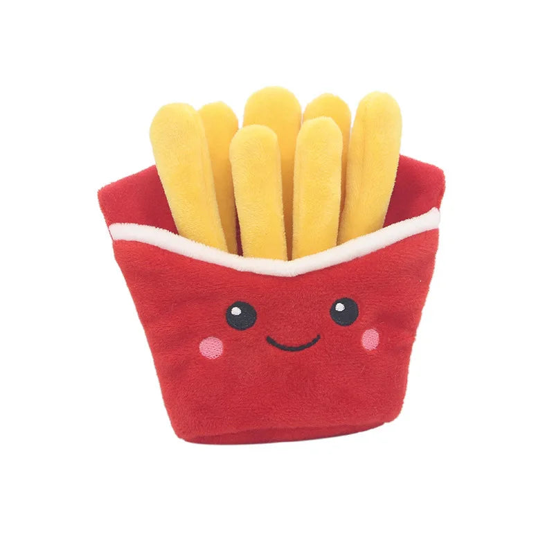 Hamburger pet plush toy sound toy fries burger milkshake cup with BB sound paper