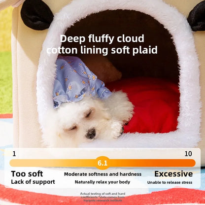 24-Year-old new kennel, small white red top nest, large space, three-dimensional ear nest, cat nest, autumn and winter pet