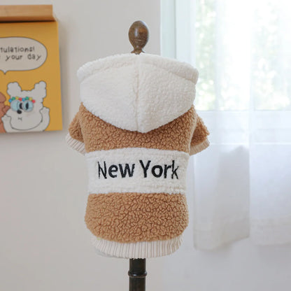 Thicken Warm Sherpa Fleece Dog Coat Winter Dog Clothes for Small Medium Dogs, Puppy Hooded Sweater Yorkie Chihuahua Pet Apparel