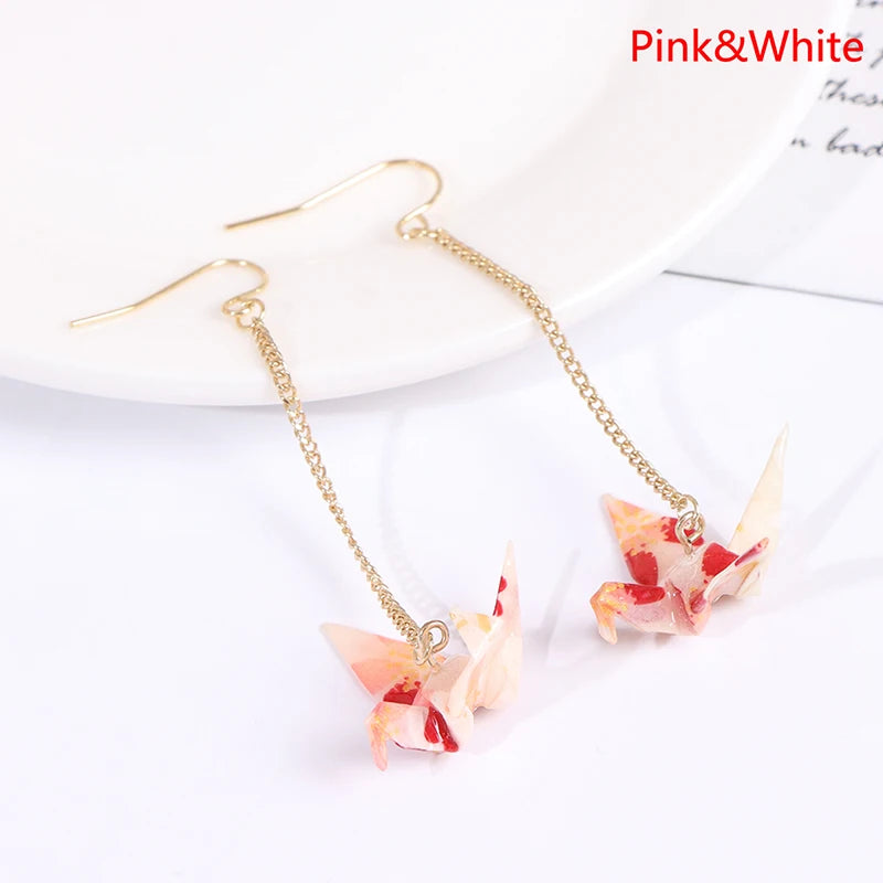 Kranich Earrings Origami Miniblings Bird Cranes Faltkunst Senbazuru Paper