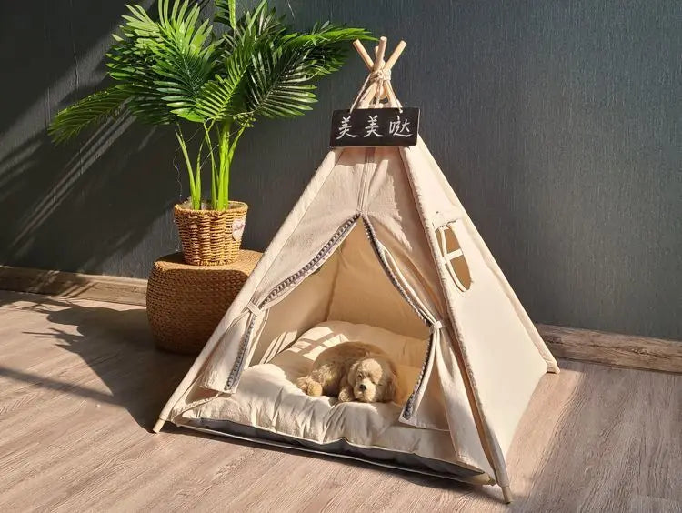 NK0 Internet celebrity ins pet tent teddy kennel corgi dog bed cat litter four seasons medium and small dog semi-closed removabl