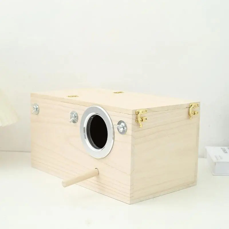 Parakeet Nest Box Wood Parrot Nesting Breeding House Nesting Boxes for Birds with Perch Stand Bird Cage Mating Box for Budgie