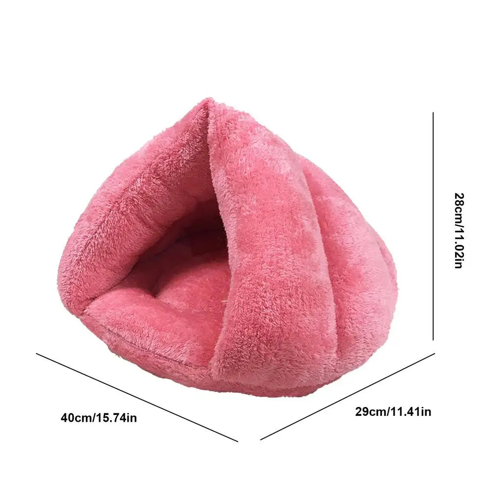 Hooded Cat Bed Cave Soothing Triangular Plush Cave Bed Cat Tent Semi-Open Winter Pet Supplies Creative Non-Slip Bottom For Pets