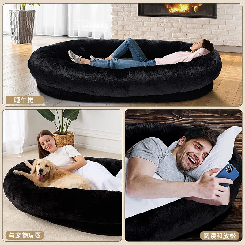 Dog bed for humans Short plush for large people, dog bed Adult kennel Removable pet nest