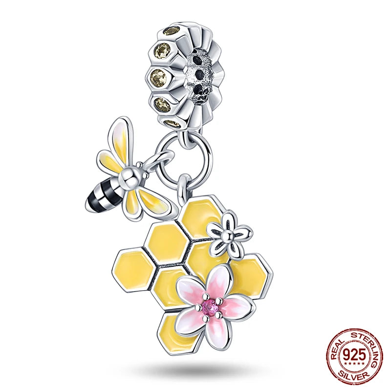 Fit Pandora 925 Original Bracelet 925 Silver Plate Flower Bird Series Charms Beads For Women Fashion DIY Jewelry Gifts Making