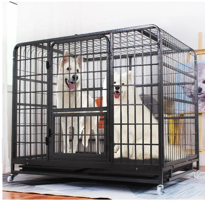 Dog Cage Small Medium Large Dog Square Tube Dog Cage Bold Iron Pet Dog Dog Cage Dog House Teddy Golden Retriever Supplies