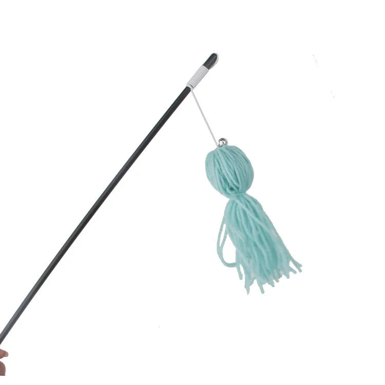 Cat Toy Cat Teaser Sticks Wool Ball Cat Teaser Stick Cat Toy Cat Teaser Ball Cat Interaction Self Hi Nibbling Pet Supplies
