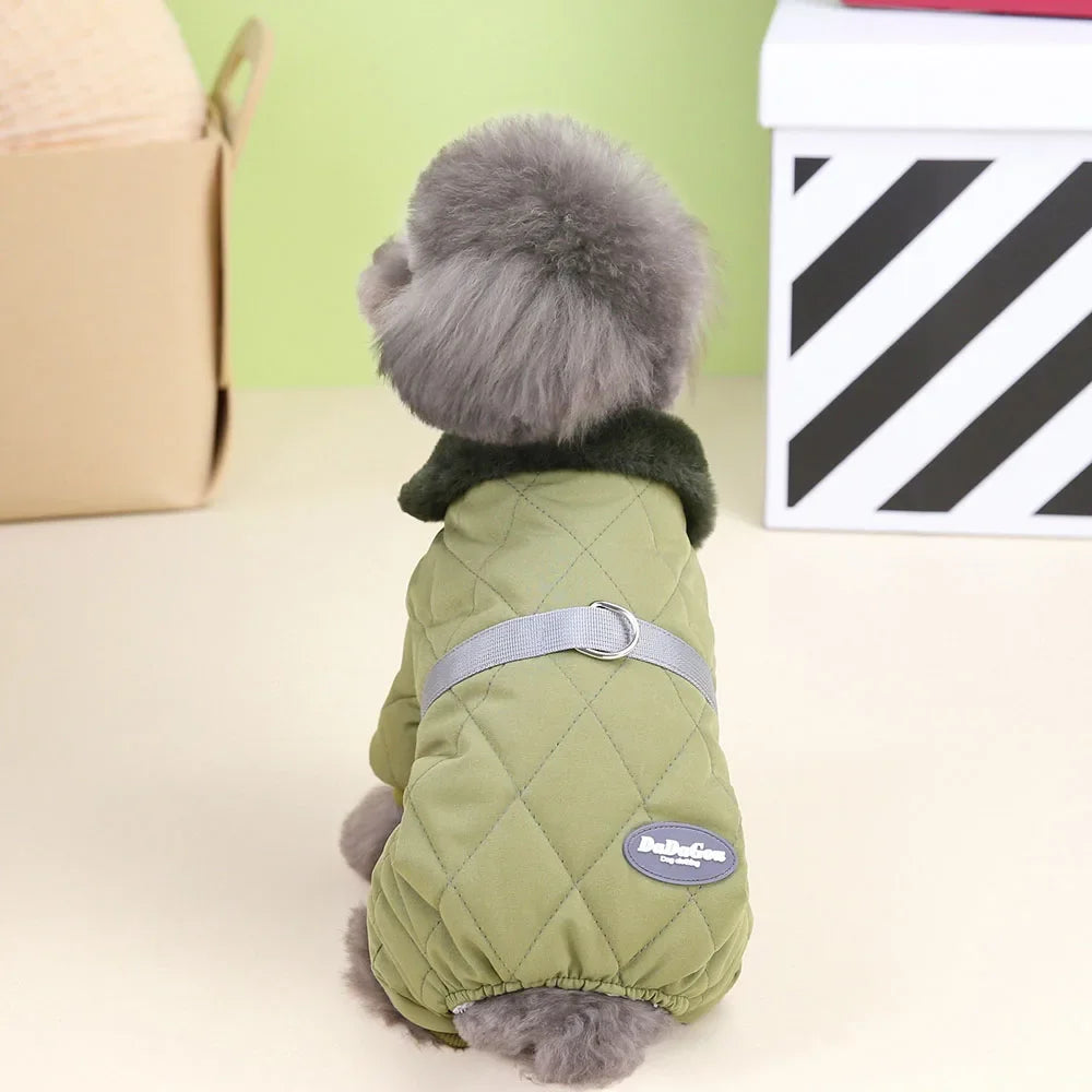 Windproof Dog Jumpsuit Coat Winter Dog Clothes Warm Fur Collar Puppy Cotton Jacket for Small Medium Dogs Pet Chihuahua Costume