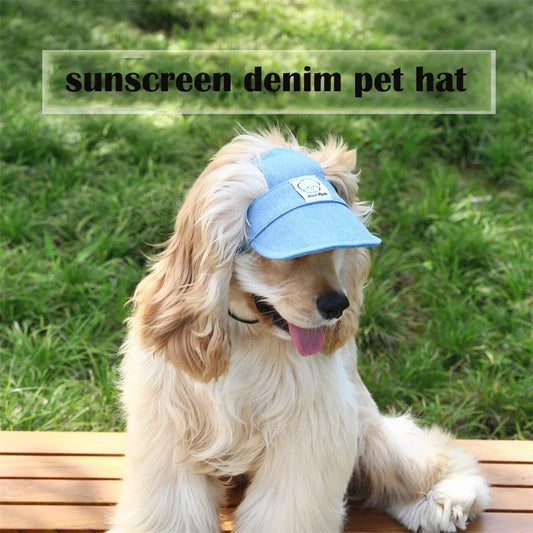 Outdoors Denim Pet Cat Hat Sunscreen UV Protection Summer Chihuahua Small York Dog Accessories Cute Animal Adjustable Head Wear