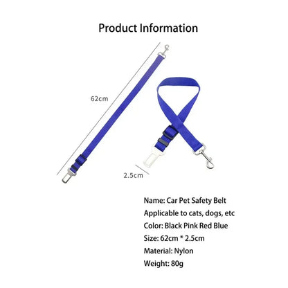 Pet Dog Safety Rope, Car Mounted Pet Traction Belt, Pet Adjustable Traction Rope, Car Used Pet Dog Supplies, Black, Red, Blue, P