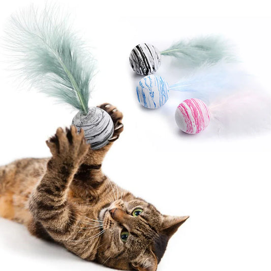 Cat Feather Toy Funny Foam Star Ball Feather Toy for Kitten Funny Cat Toy Throwing Toys Interactive Puppy Kitty Toy Pet Supplies