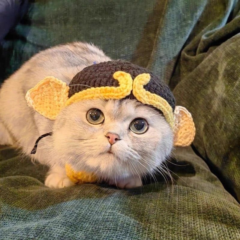 Winter Warm Costume Accessories for Cats Cosplay Funny Animal Flower Knitting Pet Dog Cap Adjustable Head Wear Pet Products