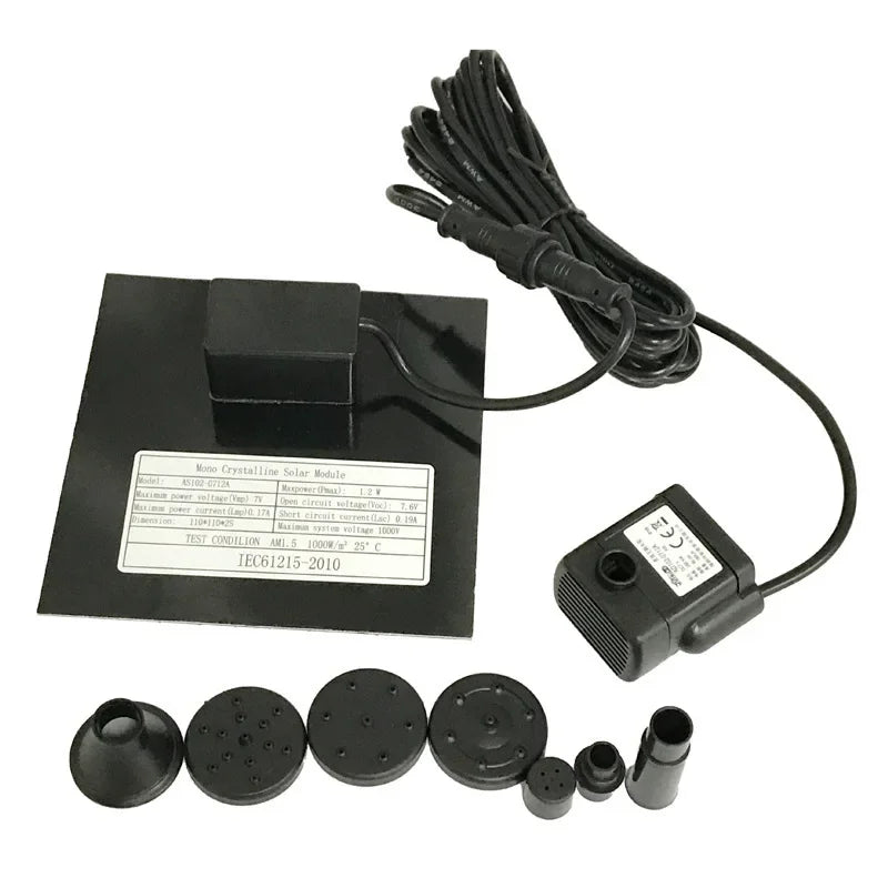 Mini Solar Fountain Pump 1.2W Power Board Kit Solar Panel Water Pump for Garden Pool Fountain Indoor Bird Bathroom Outdoor