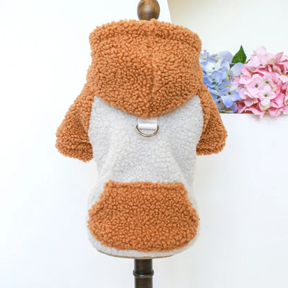 Thicken Warm Sherpa Fleece Dog Coat Winter Dog Clothes for Small Medium Dogs, Puppy Hooded Sweater Yorkie Chihuahua Pet Apparel