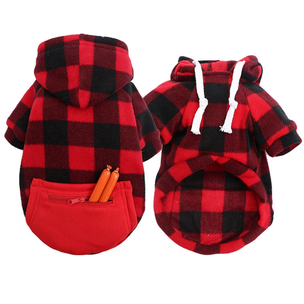 Winter Warm Pet Dog Clothes Plaid Printing Big Dog Coat Outfit for Large Dogs Labrador Hoodies Sweater Gold Retriever Clothing