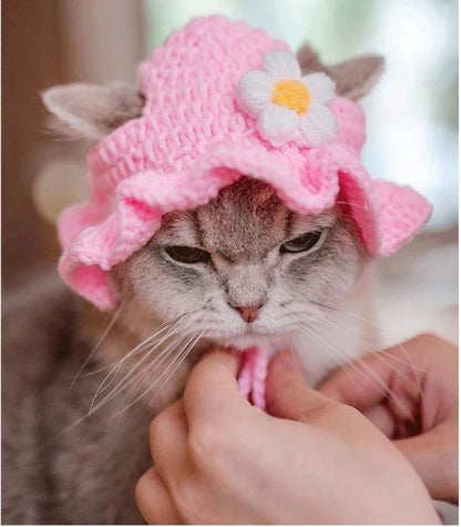 Luxury Design Pet Hat for Small Dogs Knitting Animal Shaped Cosplay Puppy Head Wear Caps New Year Warm Lace Up Cat Accessories