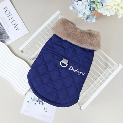 Winter Warm Fur Collar Dog Jacket Windproof & Waterproof Dog Clothes for Small Dogs Puppy Vest Chihuahua Yorkie Coat Pet Costume