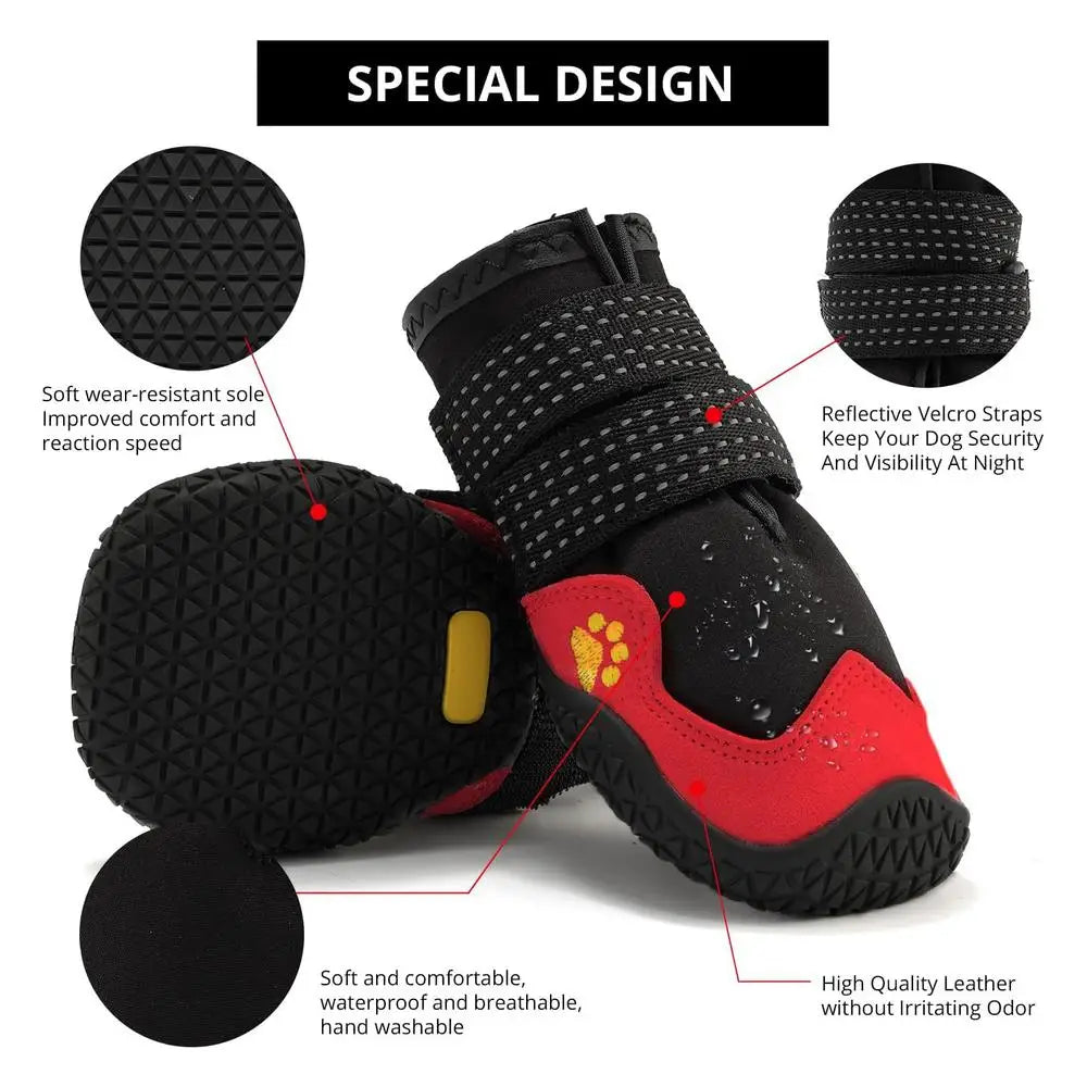 Dog Booties Puppy Booties For Outdoor 4PCS Waterproof Dog Booties Paw Protector For Summer Hot Pavement Winter Snowy Day Outdoor