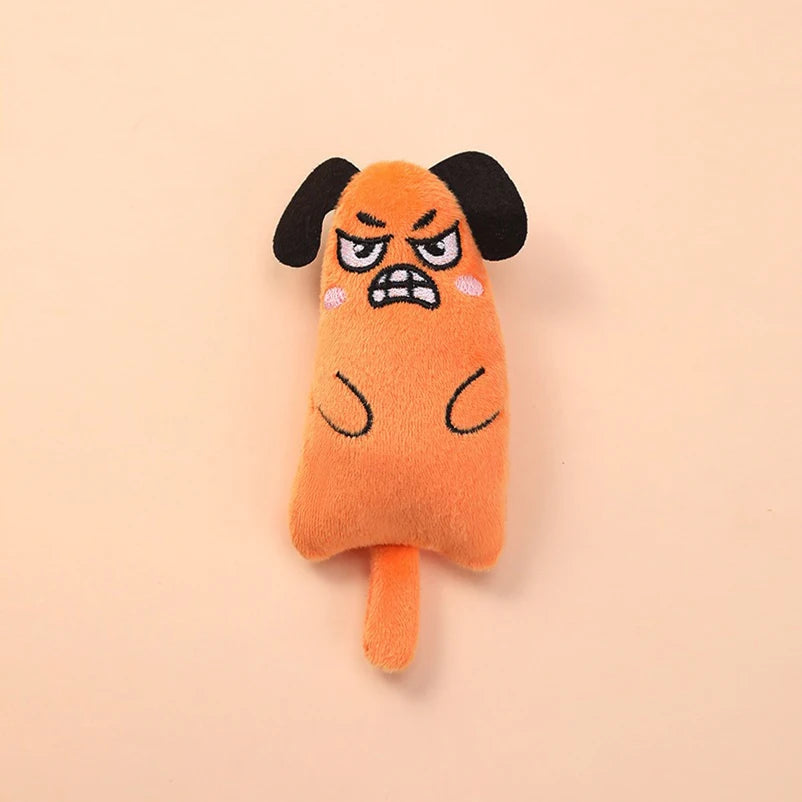 Cartoon cat and dog shaped toys, bite-resistant puppy plush dolls, cat self-entertainment teeth grinding and cleaning interactiv