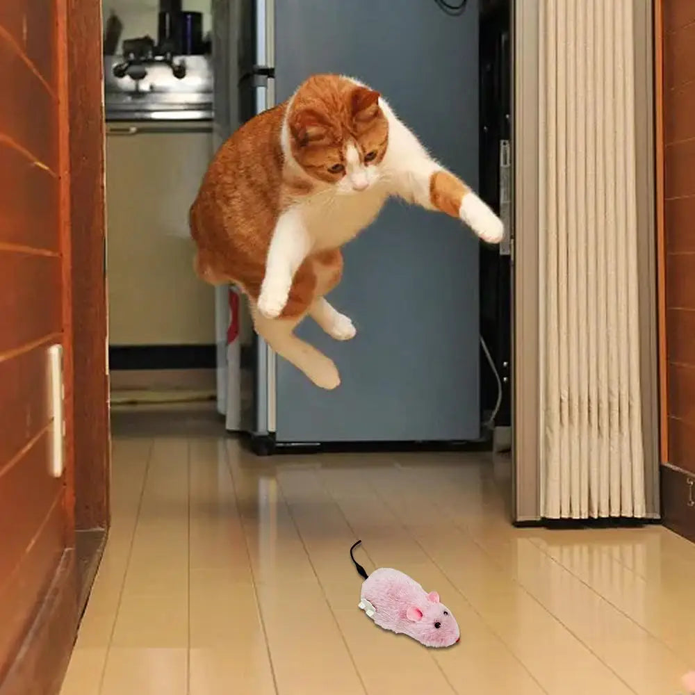 Cat Mice Toys Wind up Indoor Cat Plush Mouse Hunting Toy Plush Mice Pet Toys Clockwork Mouse Running Toy Realistic Mouse