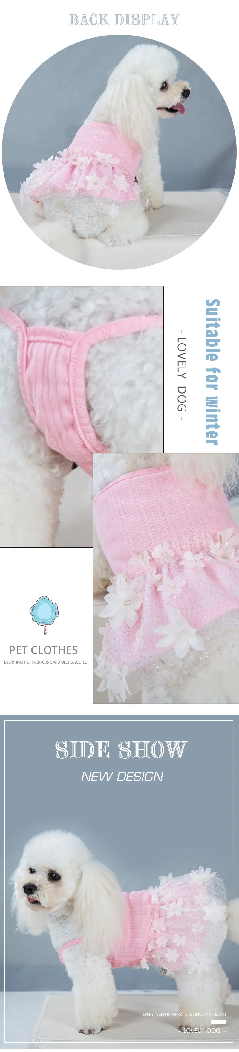 Floral Lace Dog Cat Dress Vest Flowers Design Pet Puppy Shirt Skirt Princess Halter Dress Mesh Gauze Bouffant Dress Pet Clothes