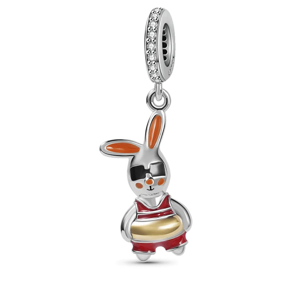 New 925 Silvering Disney Cute Bird Tiger Duck Dog Rabbit Salamander Charm Bead fit Original Bracelet Trinket DIY Women Jewelry