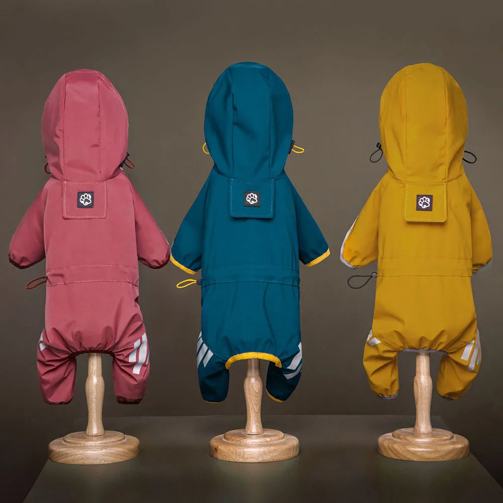 Puppy Raincoat Water-resistant Dog Overalls Raincoat Waterproof Dog Clothes Reflective Small Dogs Rain Jumpsuit Pet Accessories